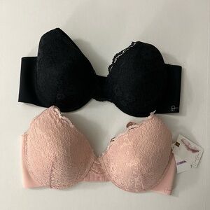 Jessica Simpson Black and Pink Lace Bras